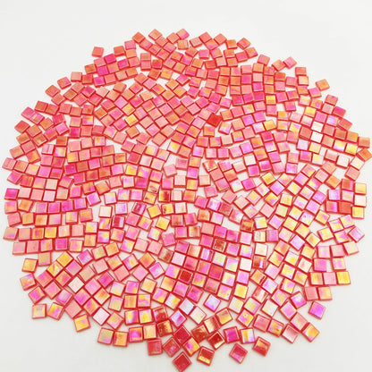 500g/1.1LB Iridescent Ice Jade Glass Mosaic Tiles, 560 Pieces, 2/5 Inch Square Stained Mosaic Tiles for DIY Crafts, Home/Outdoor Mosaic Decoration (Yellow-IA98)