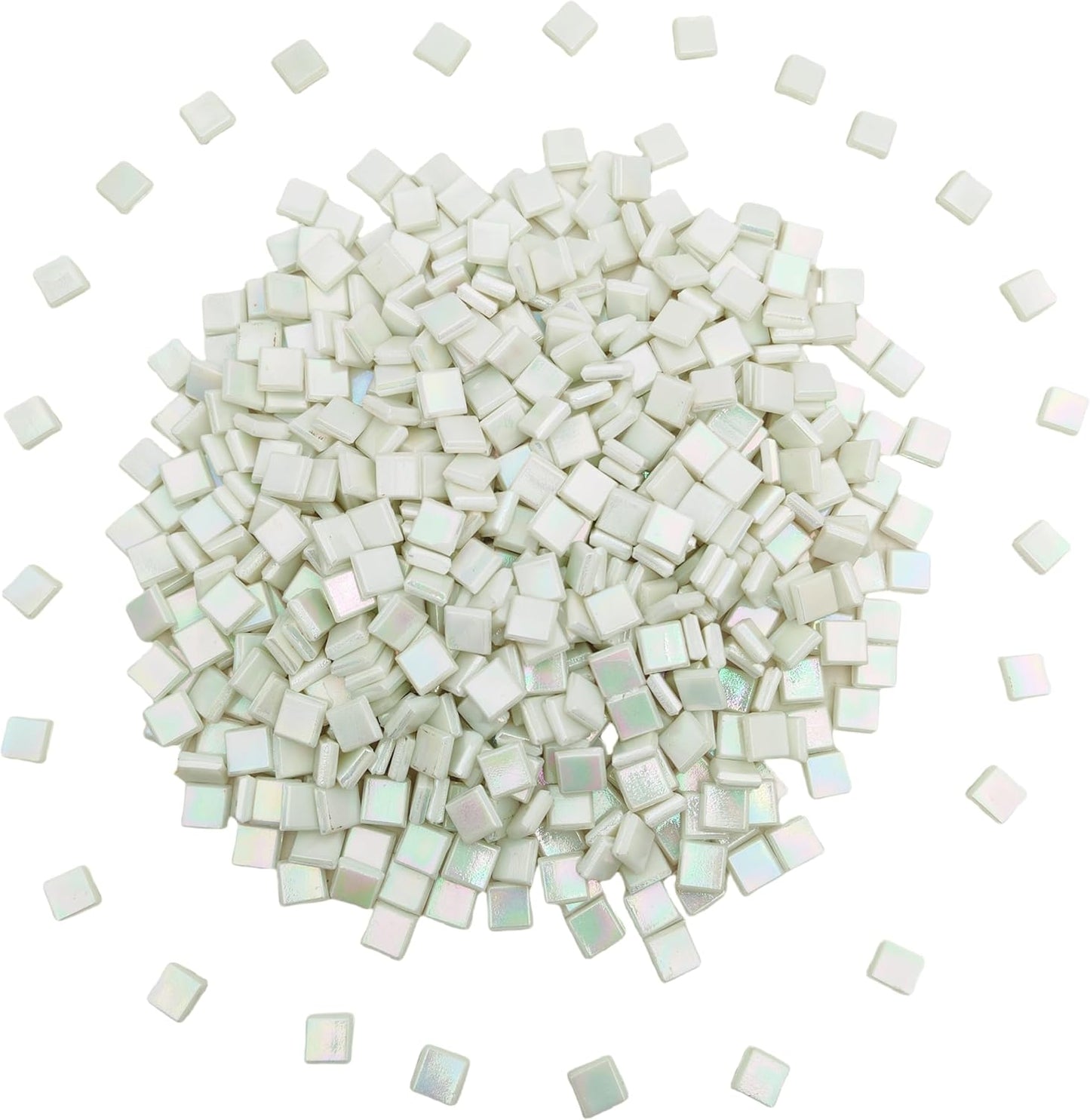 500g/1.1LB Iridescent Ice Jade Glass Mosaic Tiles, 560 Pieces, 2/5 Inch Square Stained Mosaic Tiles for DIY Crafts, Home/Outdoor Mosaic Decoration (Yellow-IA98)