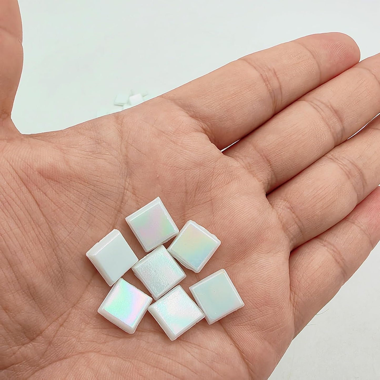 500g/1.1LB Iridescent Ice Jade Glass Mosaic Tiles, 560 Pieces, 2/5 Inch Square Stained Mosaic Tiles for DIY Crafts, Home/Outdoor Mosaic Decoration (Yellow-IA98)