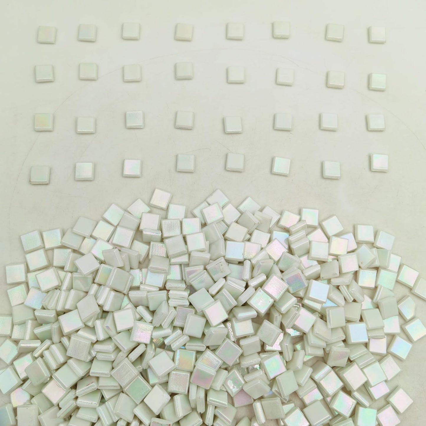 500g/1.1LB Iridescent Ice Jade Glass Mosaic Tiles, 560 Pieces, 2/5 Inch Square Stained Mosaic Tiles for DIY Crafts, Home/Outdoor Mosaic Decoration (Yellow-IA98)