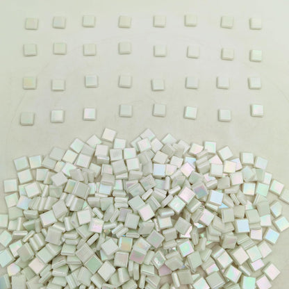 500g/1.1LB Iridescent Ice Jade Glass Mosaic Tiles, 560 Pieces, 2/5 Inch Square Stained Mosaic Tiles for DIY Crafts, Home/Outdoor Mosaic Decoration (Yellow-IA98)