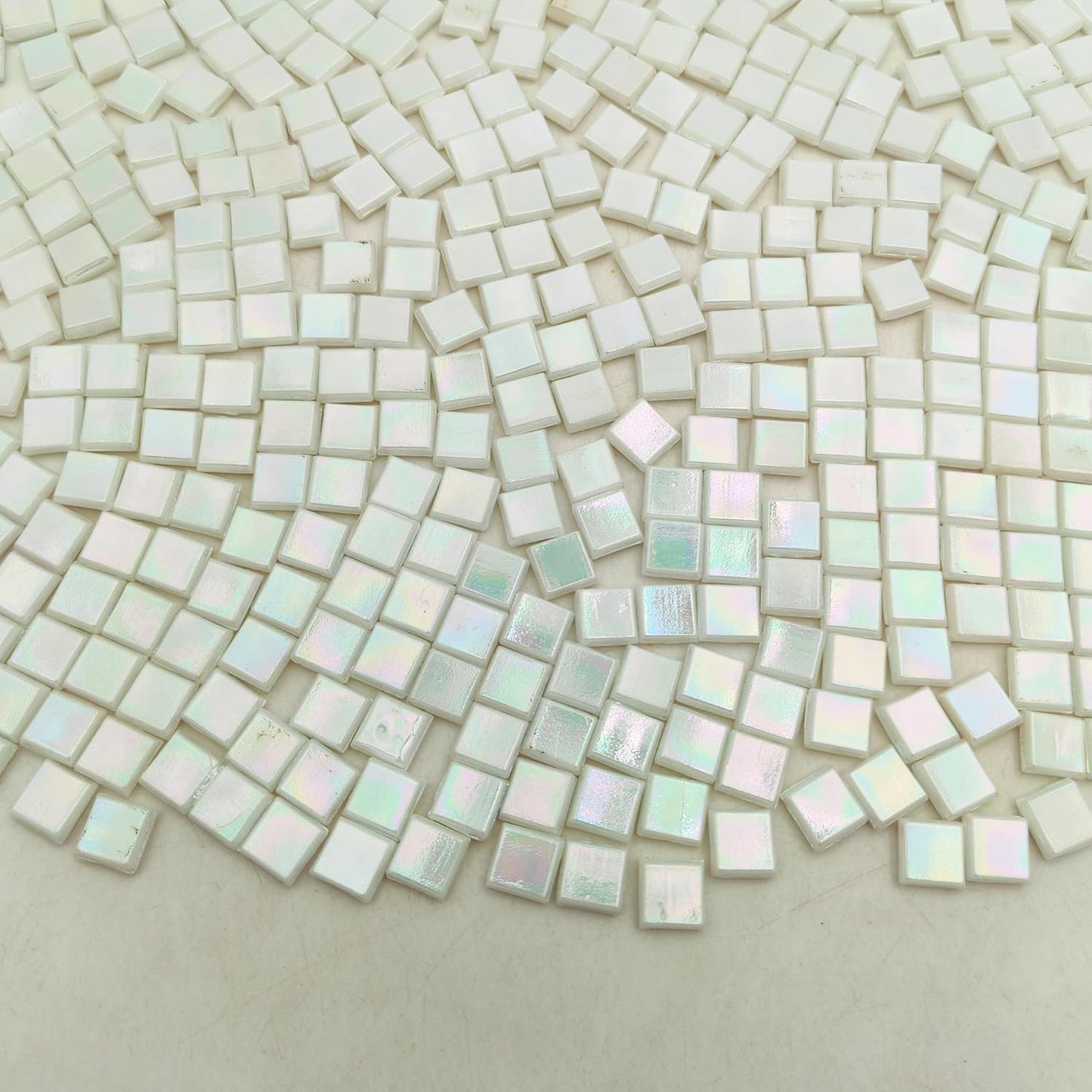 500g/1.1LB Iridescent Ice Jade Glass Mosaic Tiles, 560 Pieces, 2/5 Inch Square Stained Mosaic Tiles for DIY Crafts, Home/Outdoor Mosaic Decoration (Yellow-IA98)