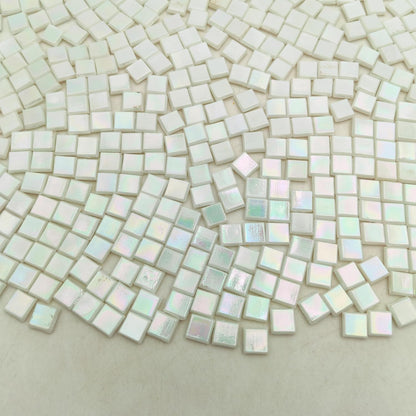 500g/1.1LB Iridescent Ice Jade Glass Mosaic Tiles, 560 Pieces, 2/5 Inch Square Stained Mosaic Tiles for DIY Crafts, Home/Outdoor Mosaic Decoration (Yellow-IA98)