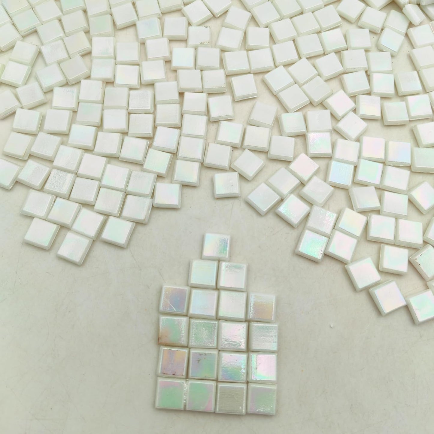 500g/1.1LB Iridescent Ice Jade Glass Mosaic Tiles, 560 Pieces, 2/5 Inch Square Stained Mosaic Tiles for DIY Crafts, Home/Outdoor Mosaic Decoration (Yellow-IA98)