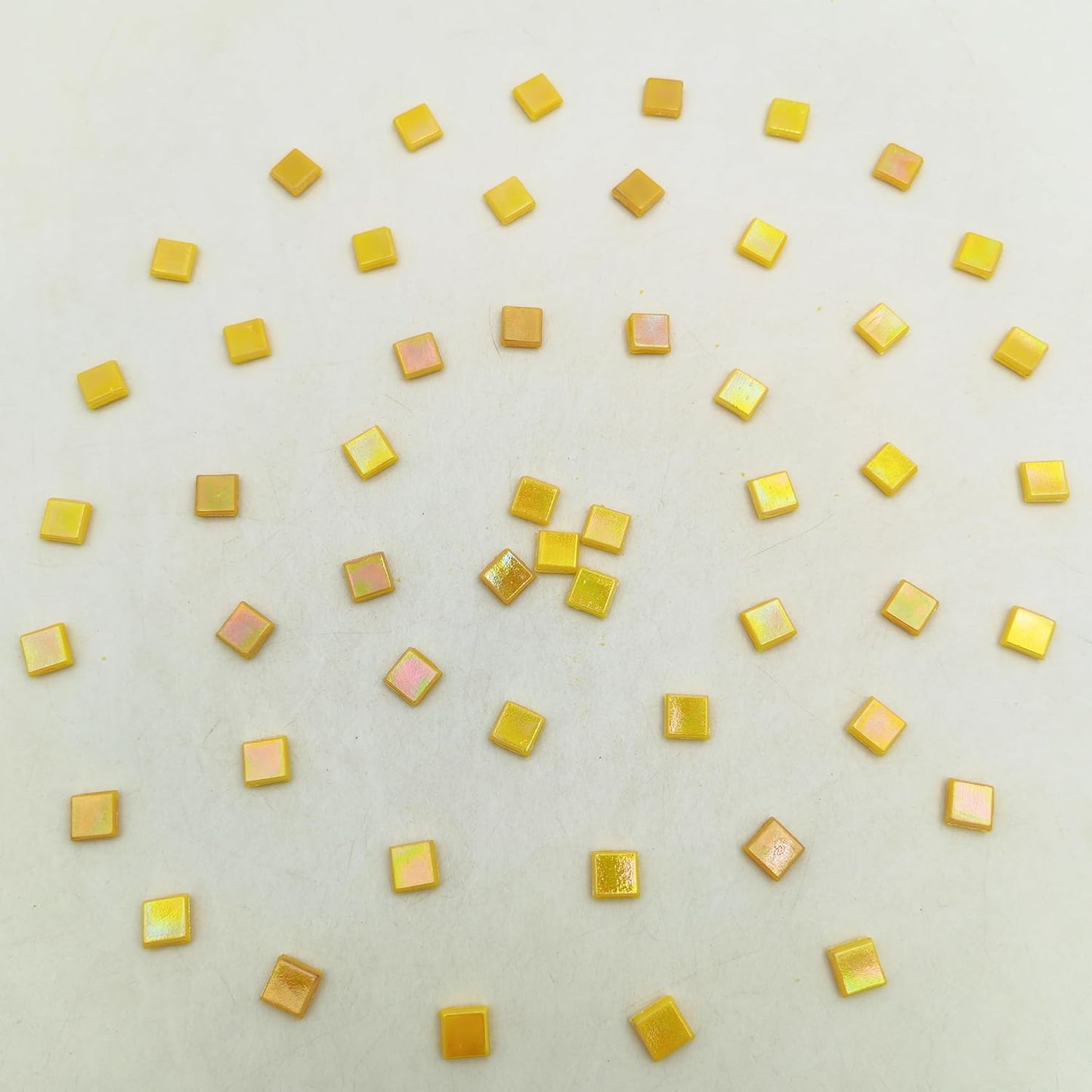 500g/1.1LB Iridescent Ice Jade Glass Mosaic Tiles, 560 Pieces, 2/5 Inch Square Stained Mosaic Tiles for DIY Crafts, Home/Outdoor Mosaic Decoration (Yellow-IA98)