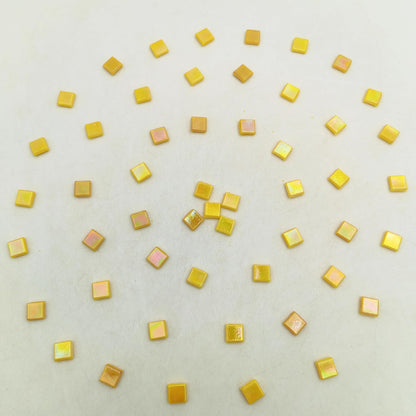 500g/1.1LB Iridescent Ice Jade Glass Mosaic Tiles, 560 Pieces, 2/5 Inch Square Stained Mosaic Tiles for DIY Crafts, Home/Outdoor Mosaic Decoration (Yellow-IA98)