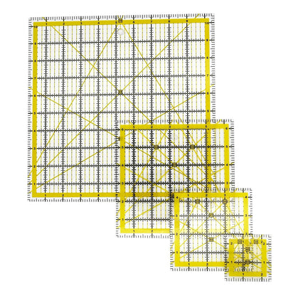 Quilting Rulers Sewing Ruler,Acrylic Quilting Ruler Templates,Precision Cutting Tools for Patchwork Fabric,Sewing Supplies Yellow(2.5"X2.5",4.5"X4.5",6.5"X6.5",10.5"X10.5")