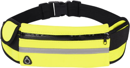 Running Waist Bag with Water Bottle Holder – No-Bounce Phone Belt for Men Women, Sweatproof Reflective Running Fanny Pack for Workout Hiking, Yellow, M, Waterproof waist