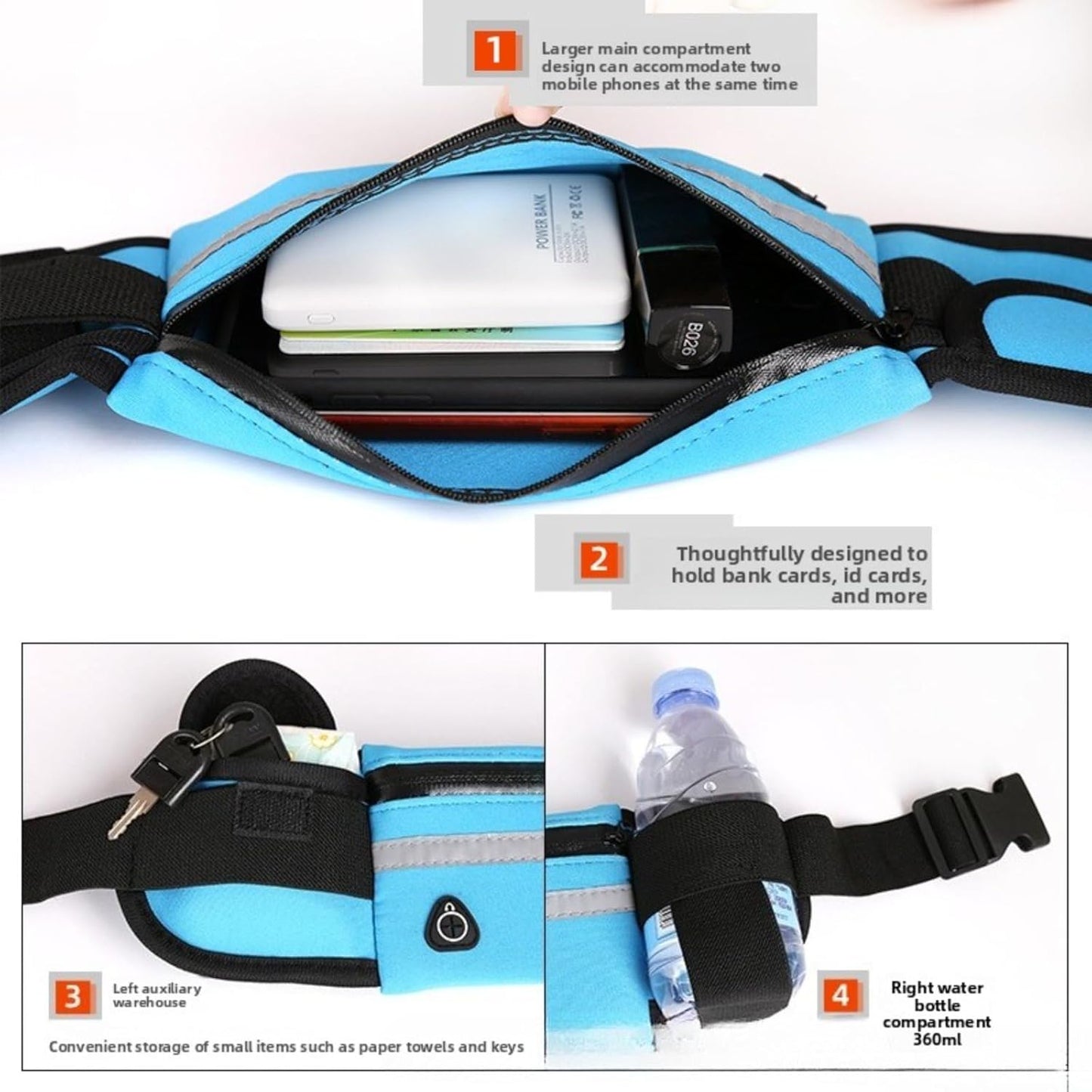 Running Waist Bag with Water Bottle Holder – No-Bounce Phone Belt for Men Women, Sweatproof Reflective Running Fanny Pack for Workout Hiking, Yellow, M, Waterproof waist