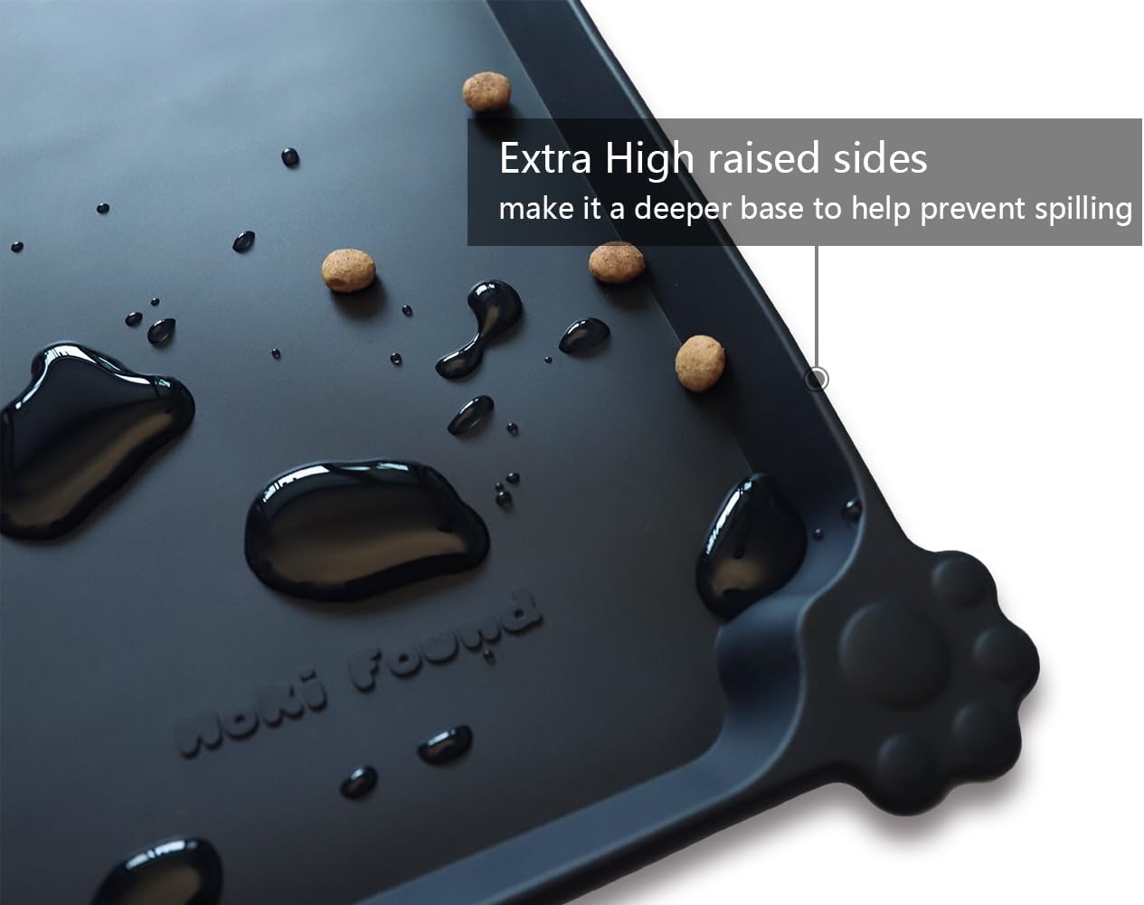 Silicone Pet Food Mats Tray - Non Slip Pet Bowl Mats Placemat - Dog Cat Feeding Mat - Waterproof Dog Food Mats -Pet Water Mats for Floors -Black