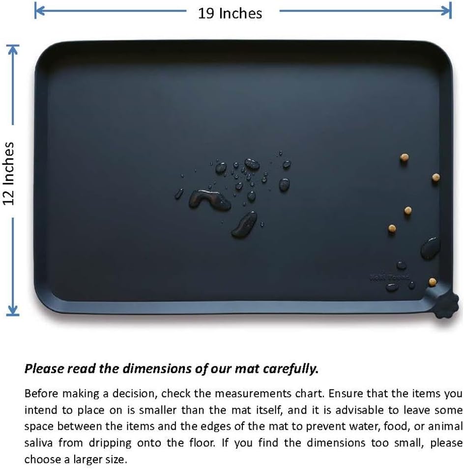 Silicone Pet Food Mats Tray - Non Slip Pet Bowl Mats Placemat - Dog Cat Feeding Mat - Waterproof Dog Food Mats -Pet Water Mats for Floors -Black