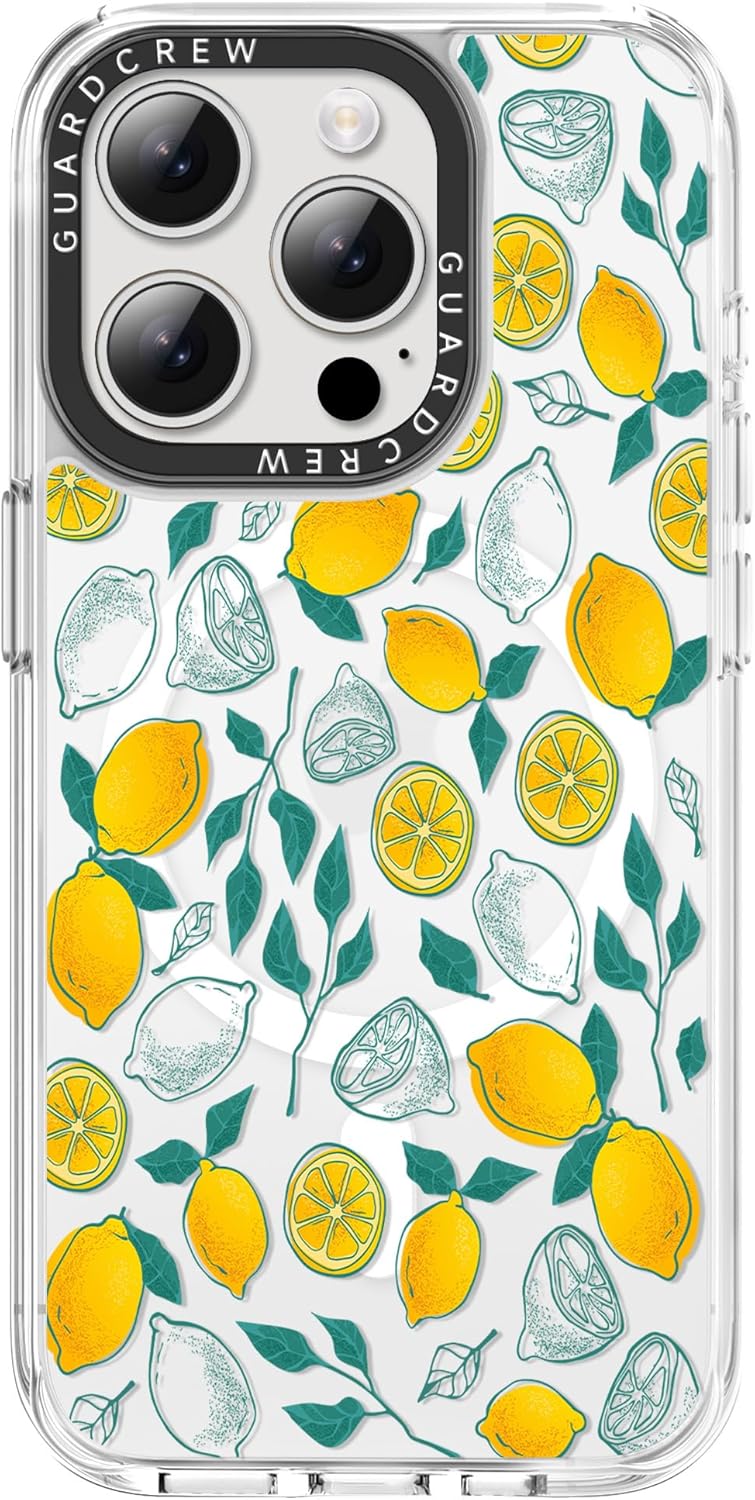 Magnetic for iPhone 16 Pro Max Case, [Fresh Yellow Lemon] Fruit Design for Women Girls, [11FT Military-Grade Drop Tested] Compatible with MagSafe, Slim Shockproof Aesthetic Cover, 6.9"