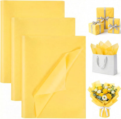 120 Sheets Yellow Tissue Paper, 14 X 20 inches | Bright Paper Adds Volume to Gift Bags and Folds Easily into Sunflowers, Spring Decorations and Art Projects