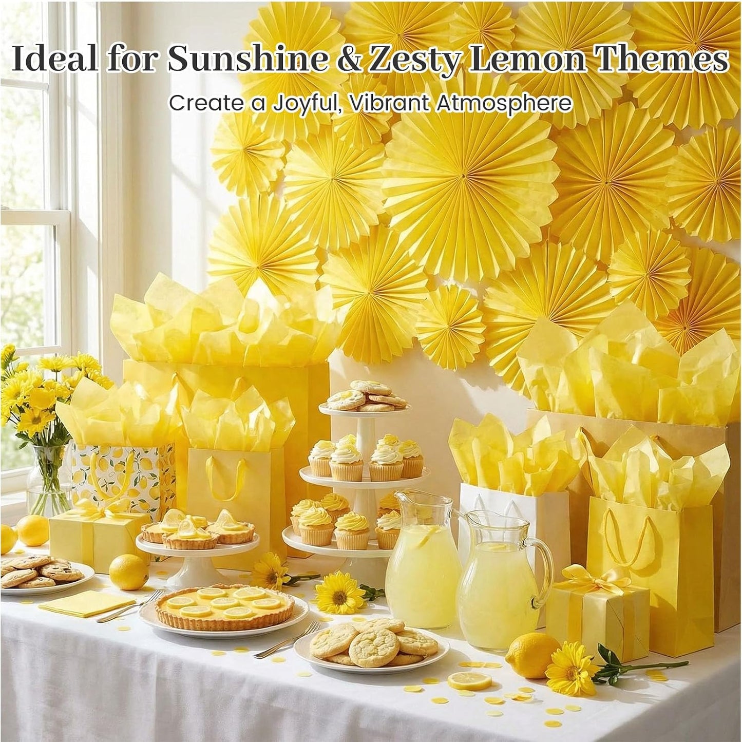 120 Sheets Yellow Tissue Paper, 14 X 20 inches | Bright Paper Adds Volume to Gift Bags and Folds Easily into Sunflowers, Spring Decorations and Art Projects