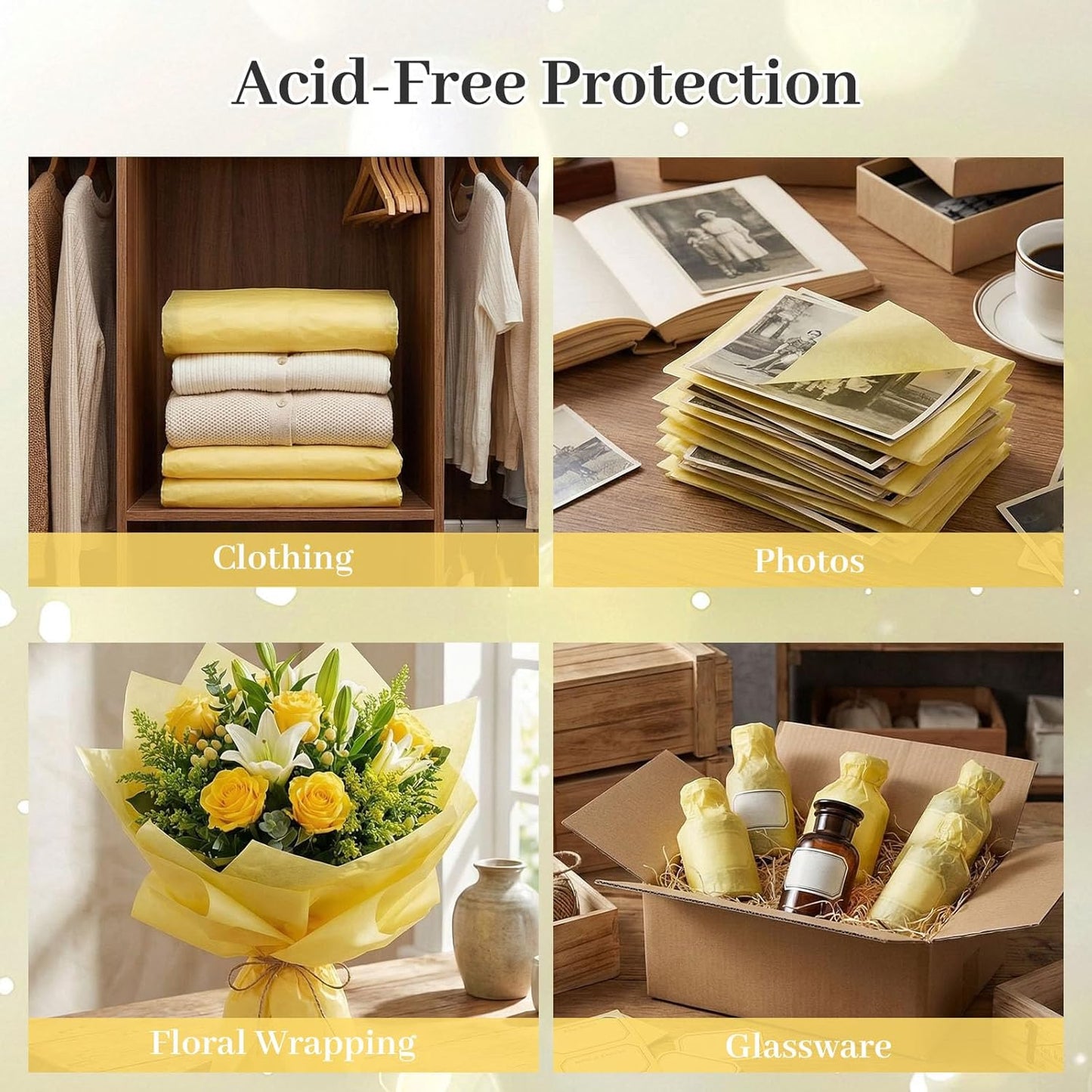 120 Sheets Yellow Tissue Paper, 14 X 20 inches | Bright Paper Adds Volume to Gift Bags and Folds Easily into Sunflowers, Spring Decorations and Art Projects