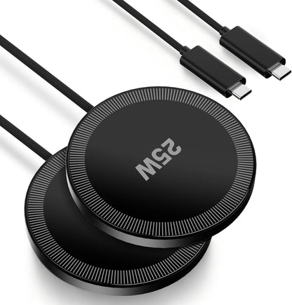 MagSafe 25W Magnetic Wireless Charger Fast Charging Pad for iPhone | Compatible with iPhone 17 17e 16 15 14 Pro Max Google Pixel 10, Slim Compact, For Desk Bedside Travel, Light Yellow - 2Pack