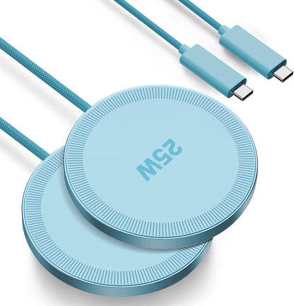 MagSafe 25W Magnetic Wireless Charger Fast Charging Pad for iPhone | Compatible with iPhone 17 17e 16 15 14 Pro Max Google Pixel 10, Slim Compact, For Desk Bedside Travel, Light Yellow - 2Pack