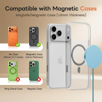 MagSafe 25W Magnetic Wireless Charger Fast Charging Pad for iPhone | Compatible with iPhone 17 17e 16 15 14 Pro Max Google Pixel 10, Slim Compact, For Desk Bedside Travel, Light Yellow - 2Pack