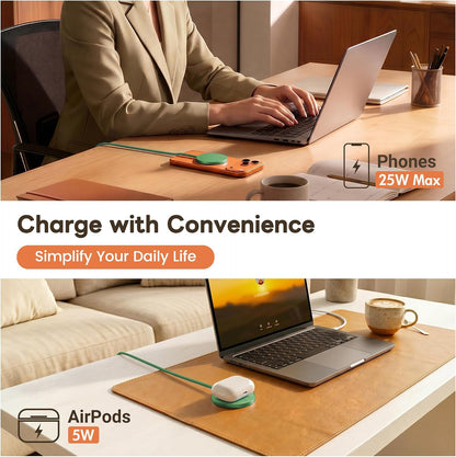 MagSafe 25W Magnetic Wireless Charger Fast Charging Pad for iPhone | Compatible with iPhone 17 17e 16 15 14 Pro Max Google Pixel 10, Slim Compact, For Desk Bedside Travel, Light Yellow - 2Pack