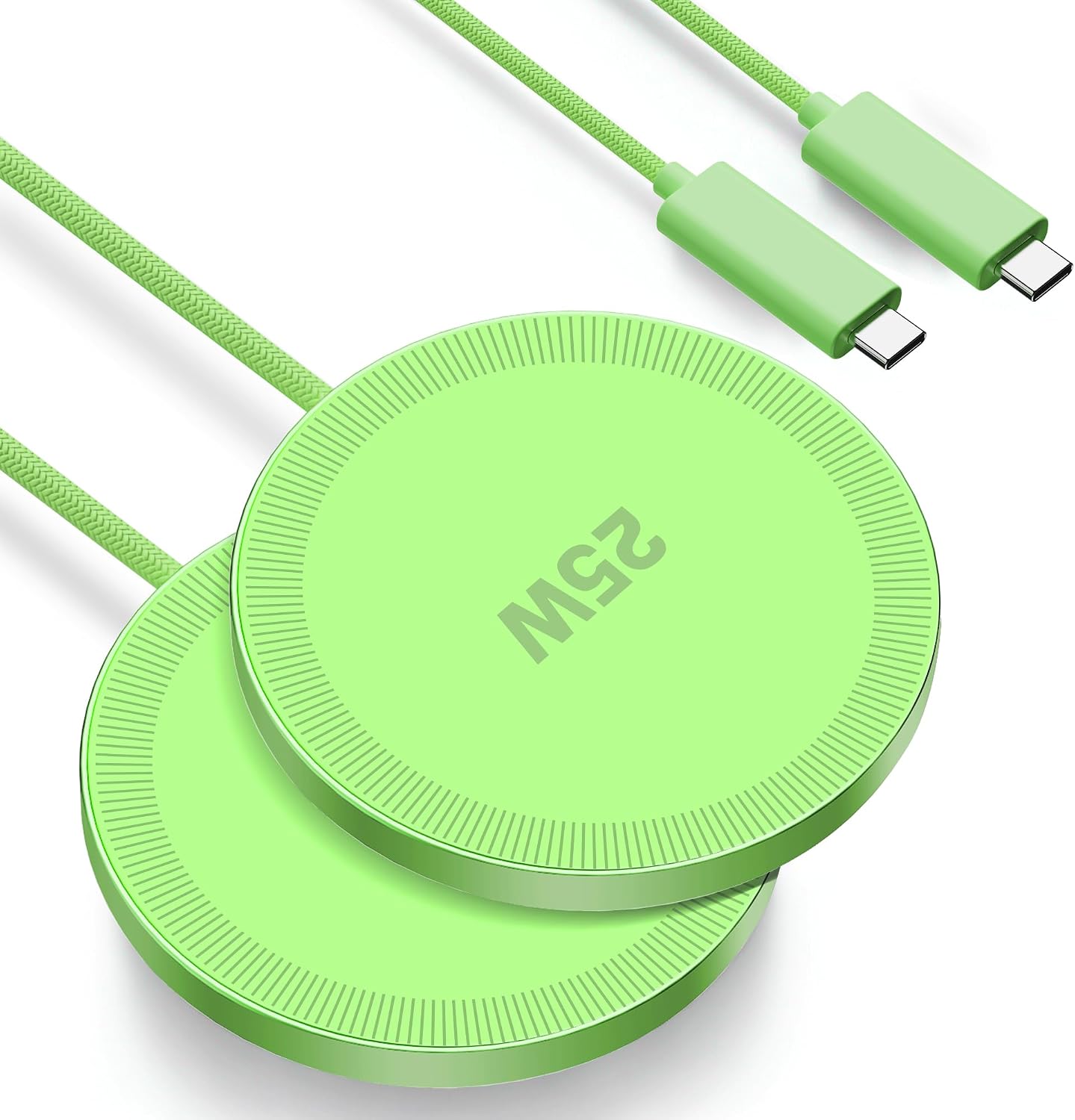 MagSafe 25W Magnetic Wireless Charger Fast Charging Pad for iPhone | Compatible with iPhone 17 17e 16 15 14 Pro Max Google Pixel 10, Slim Compact, For Desk Bedside Travel, Light Yellow - 2Pack