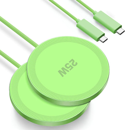 MagSafe 25W Magnetic Wireless Charger Fast Charging Pad for iPhone | Compatible with iPhone 17 17e 16 15 14 Pro Max Google Pixel 10, Slim Compact, For Desk Bedside Travel, Light Yellow - 2Pack