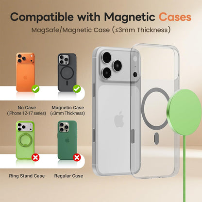 MagSafe 25W Magnetic Wireless Charger Fast Charging Pad for iPhone | Compatible with iPhone 17 17e 16 15 14 Pro Max Google Pixel 10, Slim Compact, For Desk Bedside Travel, Light Yellow - 2Pack