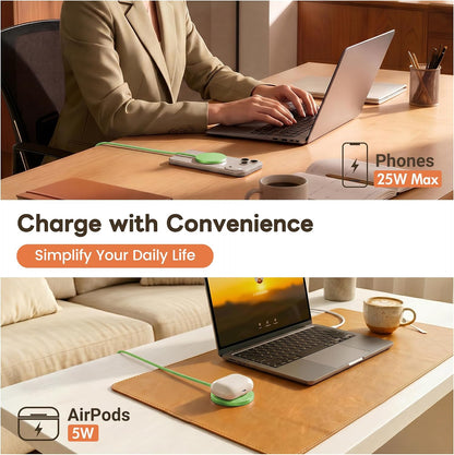 MagSafe 25W Magnetic Wireless Charger Fast Charging Pad for iPhone | Compatible with iPhone 17 17e 16 15 14 Pro Max Google Pixel 10, Slim Compact, For Desk Bedside Travel, Light Yellow - 2Pack