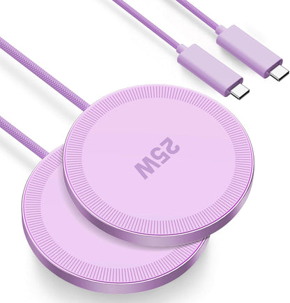 MagSafe 25W Magnetic Wireless Charger Fast Charging Pad for iPhone | Compatible with iPhone 17 17e 16 15 14 Pro Max Google Pixel 10, Slim Compact, For Desk Bedside Travel, Light Yellow - 2Pack