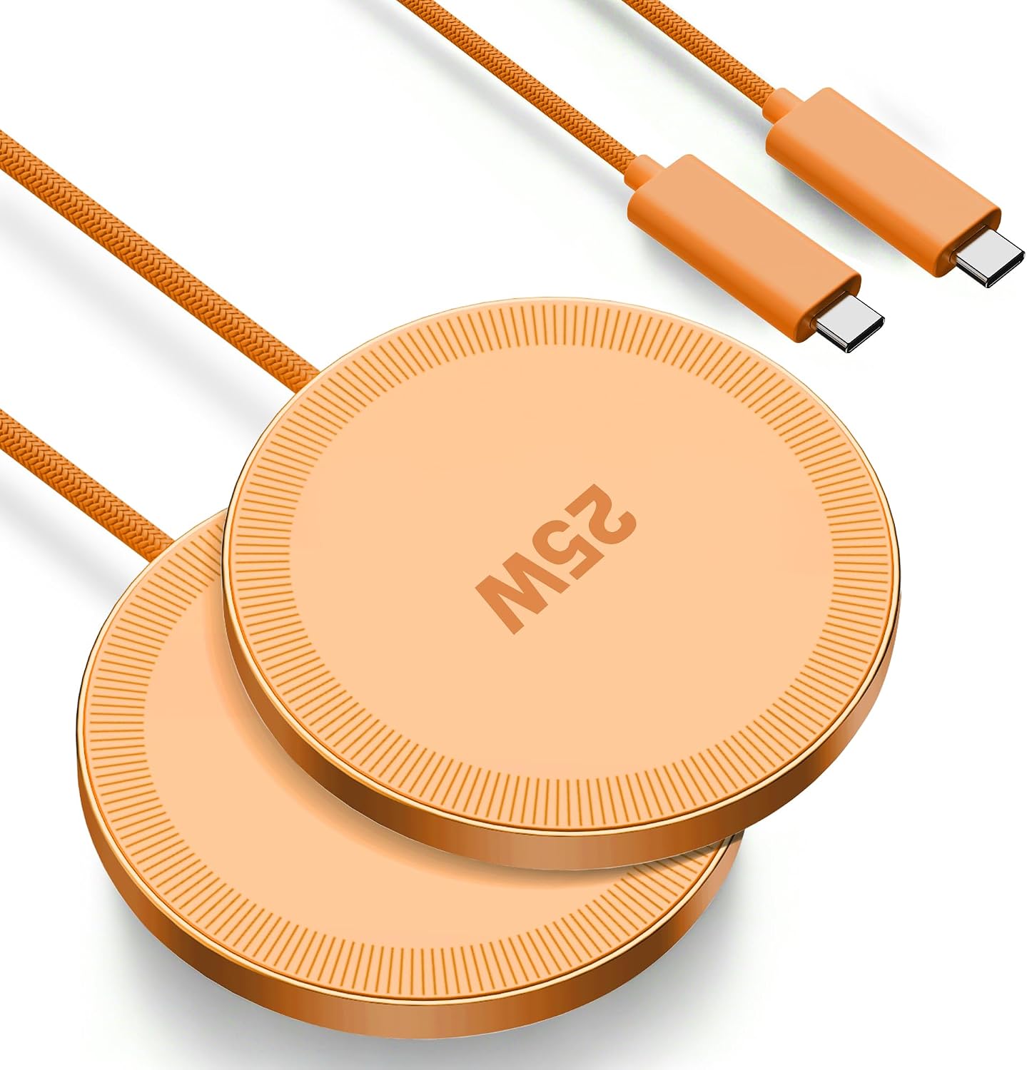 MagSafe 25W Magnetic Wireless Charger Fast Charging Pad for iPhone | Compatible with iPhone 17 17e 16 15 14 Pro Max Google Pixel 10, Slim Compact, For Desk Bedside Travel, Light Yellow - 2Pack