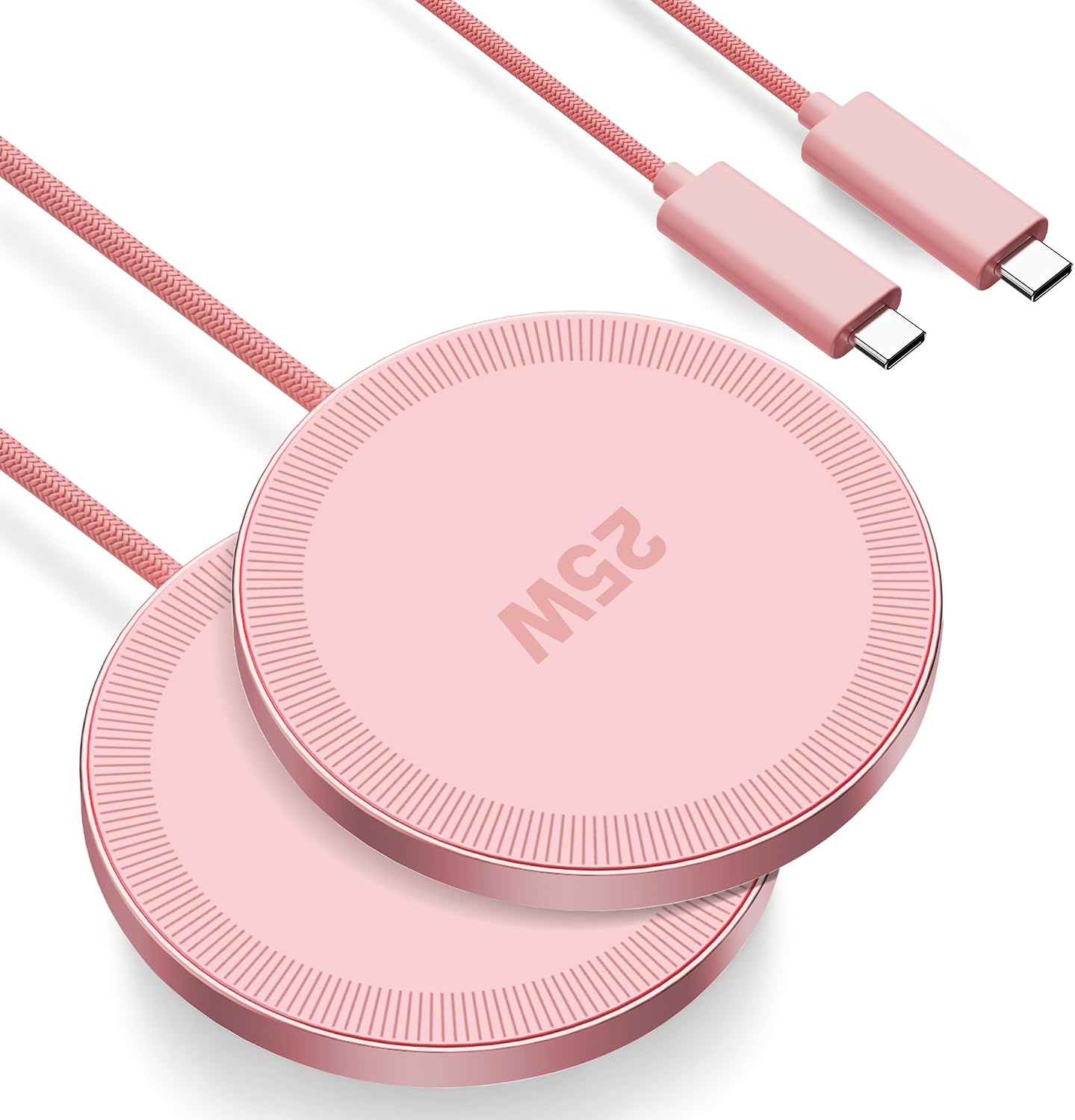 MagSafe 25W Magnetic Wireless Charger Fast Charging Pad for iPhone | Compatible with iPhone 17 17e 16 15 14 Pro Max Google Pixel 10, Slim Compact, For Desk Bedside Travel, Light Yellow - 2Pack