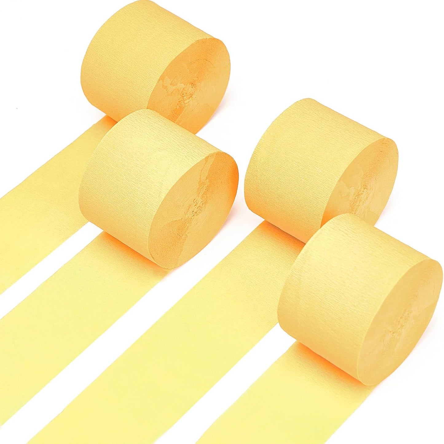 Light Yellow Pale Pastel Yellow Crepe Paper Streamers 4pcs 328 FT | Birthday Graduation Engagement Baby Shower Summer Sunflower Little Cutie Wedding Bridal Shower Party Decorations