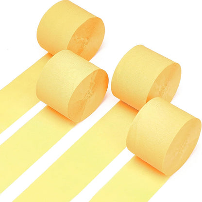 Light Yellow Pale Pastel Yellow Crepe Paper Streamers 4pcs 328 FT | Birthday Graduation Engagement Baby Shower Summer Sunflower Little Cutie Wedding Bridal Shower Party Decorations