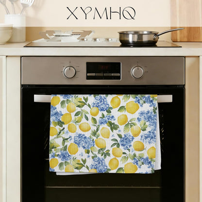 Italian Kitchen Towels, Blue Hydrangea Lemon Hand Towels for Bathroom Kitchen, Housewarming Gifts for Women, Italian Gifts Kitchen Dish Tea Towels, 16x24 Inch