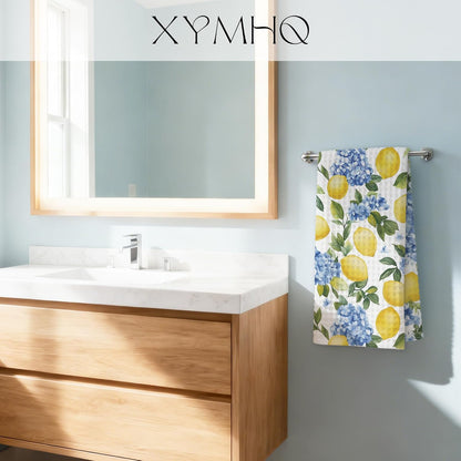 Italian Kitchen Towels, Blue Hydrangea Lemon Hand Towels for Bathroom Kitchen, Housewarming Gifts for Women, Italian Gifts Kitchen Dish Tea Towels, 16x24 Inch