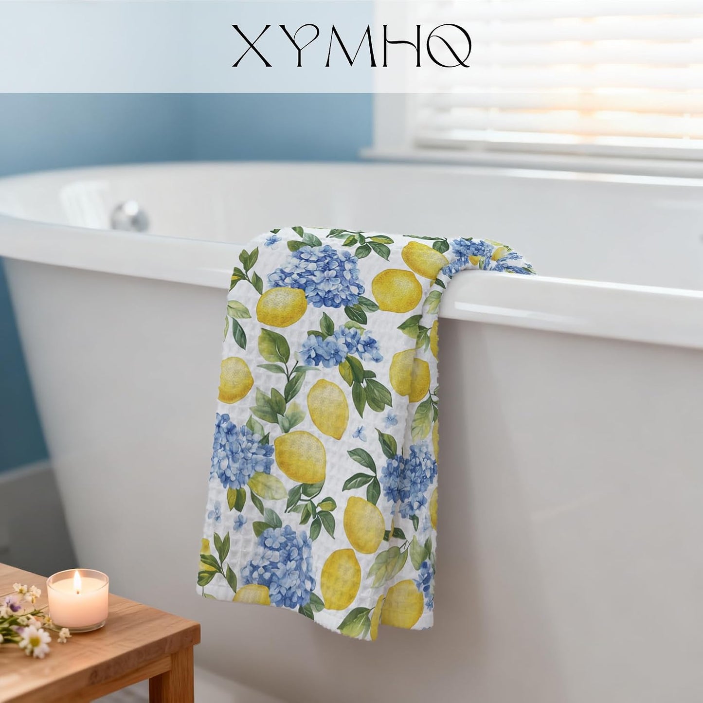 Italian Kitchen Towels, Blue Hydrangea Lemon Hand Towels for Bathroom Kitchen, Housewarming Gifts for Women, Italian Gifts Kitchen Dish Tea Towels, 16x24 Inch