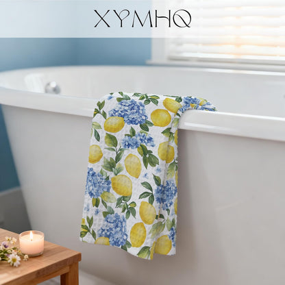 Italian Kitchen Towels, Blue Hydrangea Lemon Hand Towels for Bathroom Kitchen, Housewarming Gifts for Women, Italian Gifts Kitchen Dish Tea Towels, 16x24 Inch