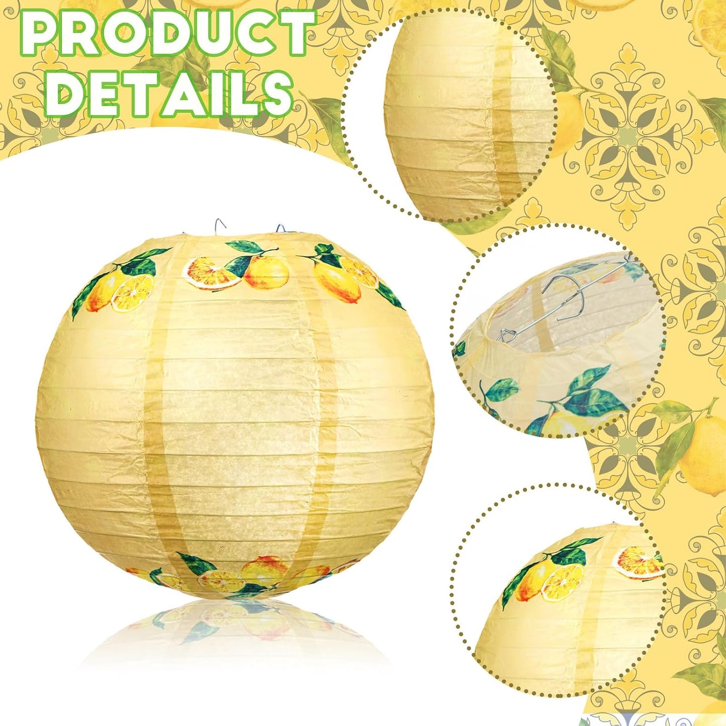 12 Pcs 10'' Capri Lemon Paper Lantern Amalfi Coast Party Decorations Mediterranean Decor Italy Greece Wedding Bridal Shower Yellow Blue Tiles Decor for Capri Birthday Ciao Baby Shower Bar