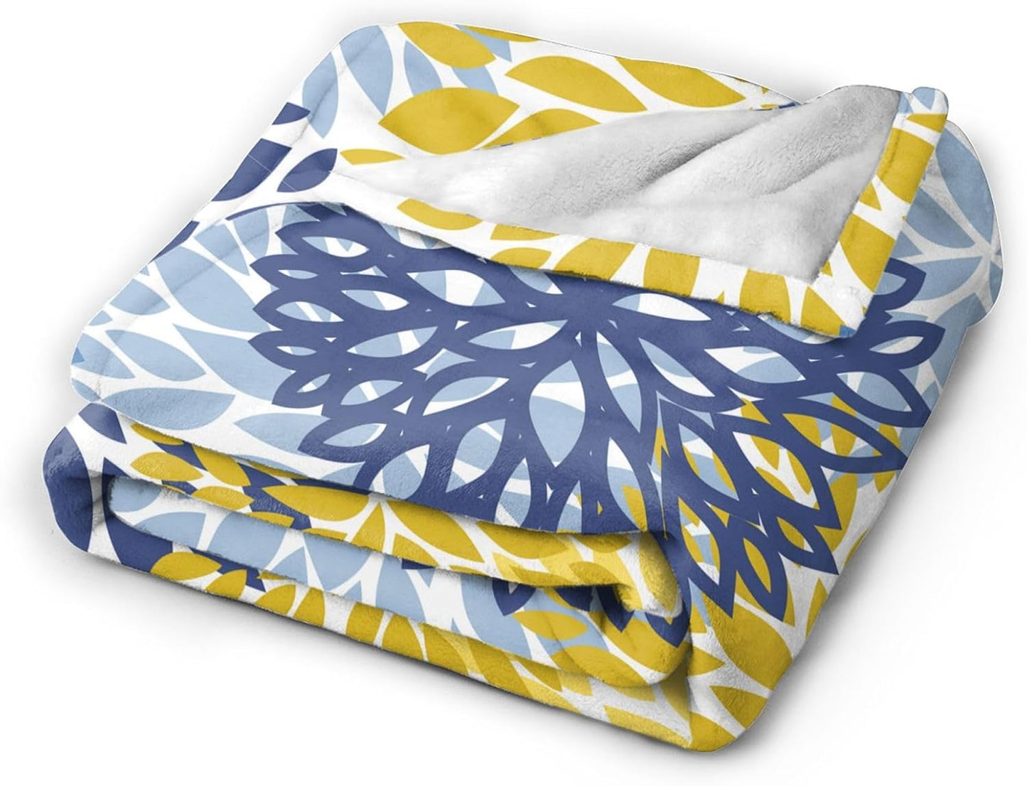 Blue Yellow and Navy Chrysanthemum Flowers Throw Blankets All Season Ultra Soft Warm Daisy Floral Fleece Blanket for Home Bed Sofa Couch Chair Outdoor Travel Camping 80x60 Inch