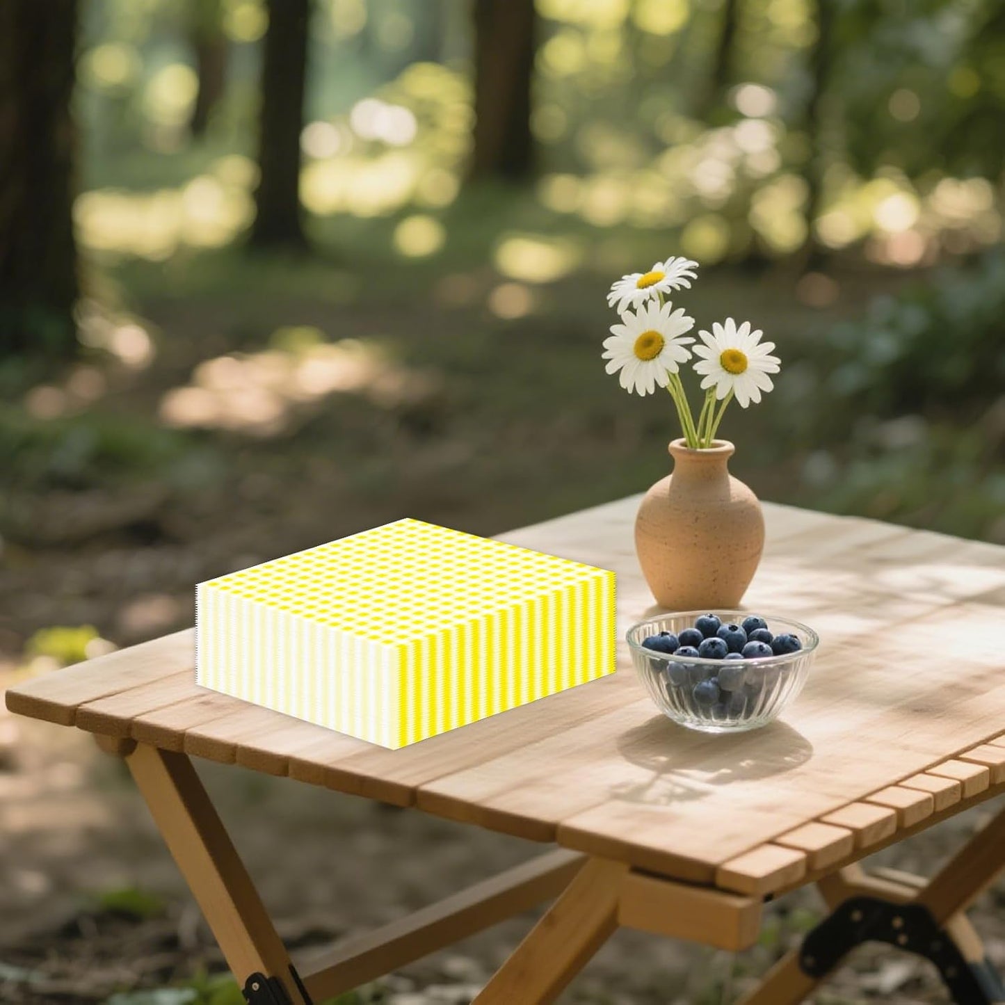 50 Pcs Yellow Gingham Paper Napkins, Disposable Yellow and White Checkered Luncheon Napkin Plaid Dinner Beverage Napkin for Picnic Baby & Bridal Shower Wedding Birthday Party Decorations