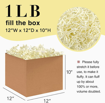 1LB Crinkle Paper Shred Filler for Gift Box Bag and Basket On Holidays(Light Yellow)