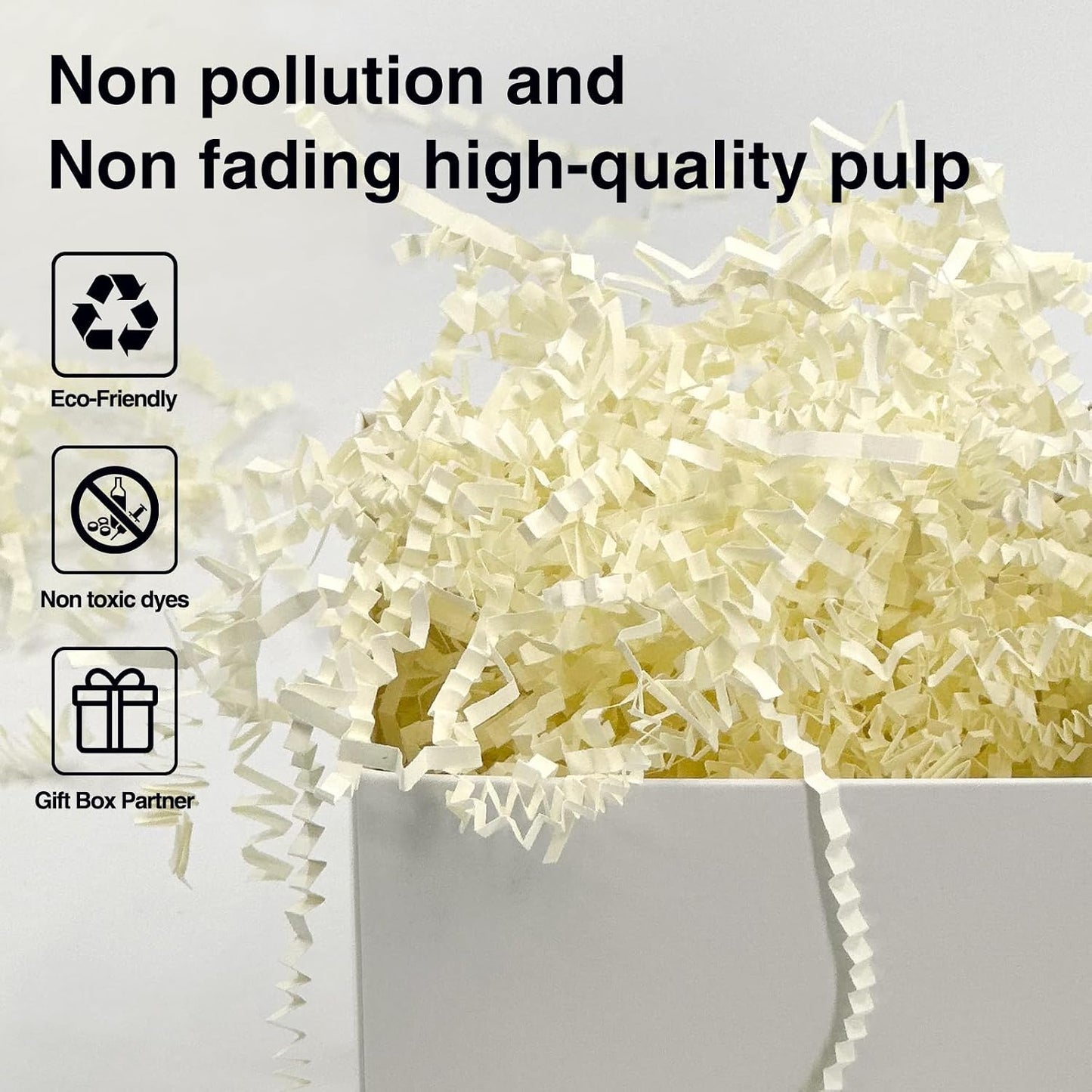 1LB Crinkle Paper Shred Filler for Gift Box Bag and Basket On Holidays(Light Yellow)