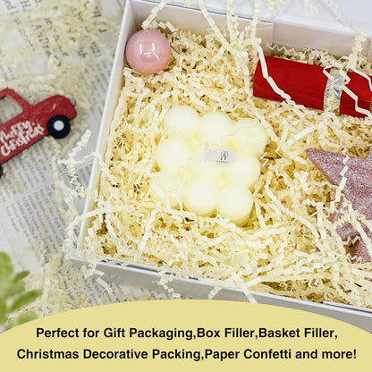 1LB Crinkle Paper Shred Filler for Gift Box Bag and Basket On Holidays(Light Yellow)