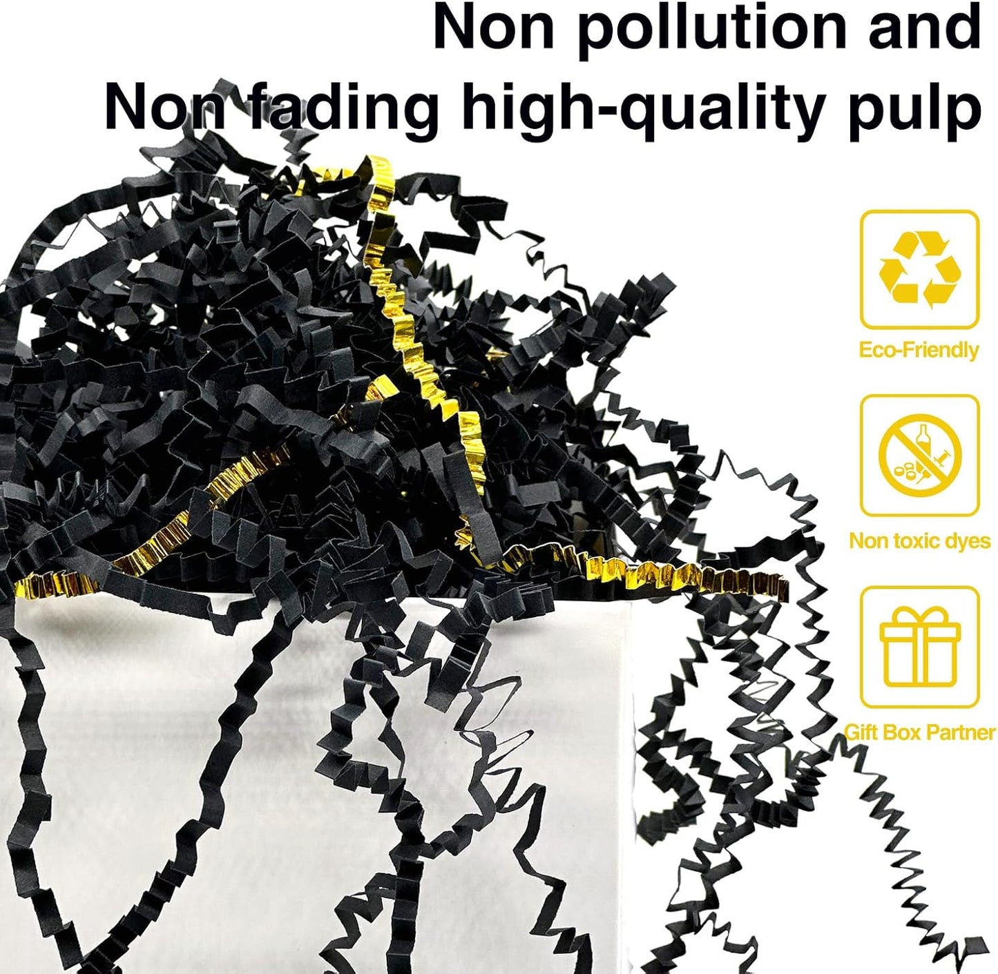 1LB Crinkle Paper Shred Filler for Gift Box Bag and Basket On Holidays(Light Yellow)