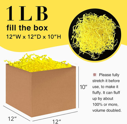 1LB Crinkle Paper Shred Filler for Gift Box Bag and Basket On Holidays(Light Yellow)