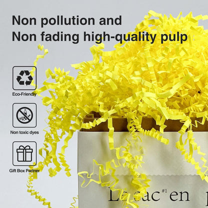 1LB Crinkle Paper Shred Filler for Gift Box Bag and Basket On Holidays(Light Yellow)