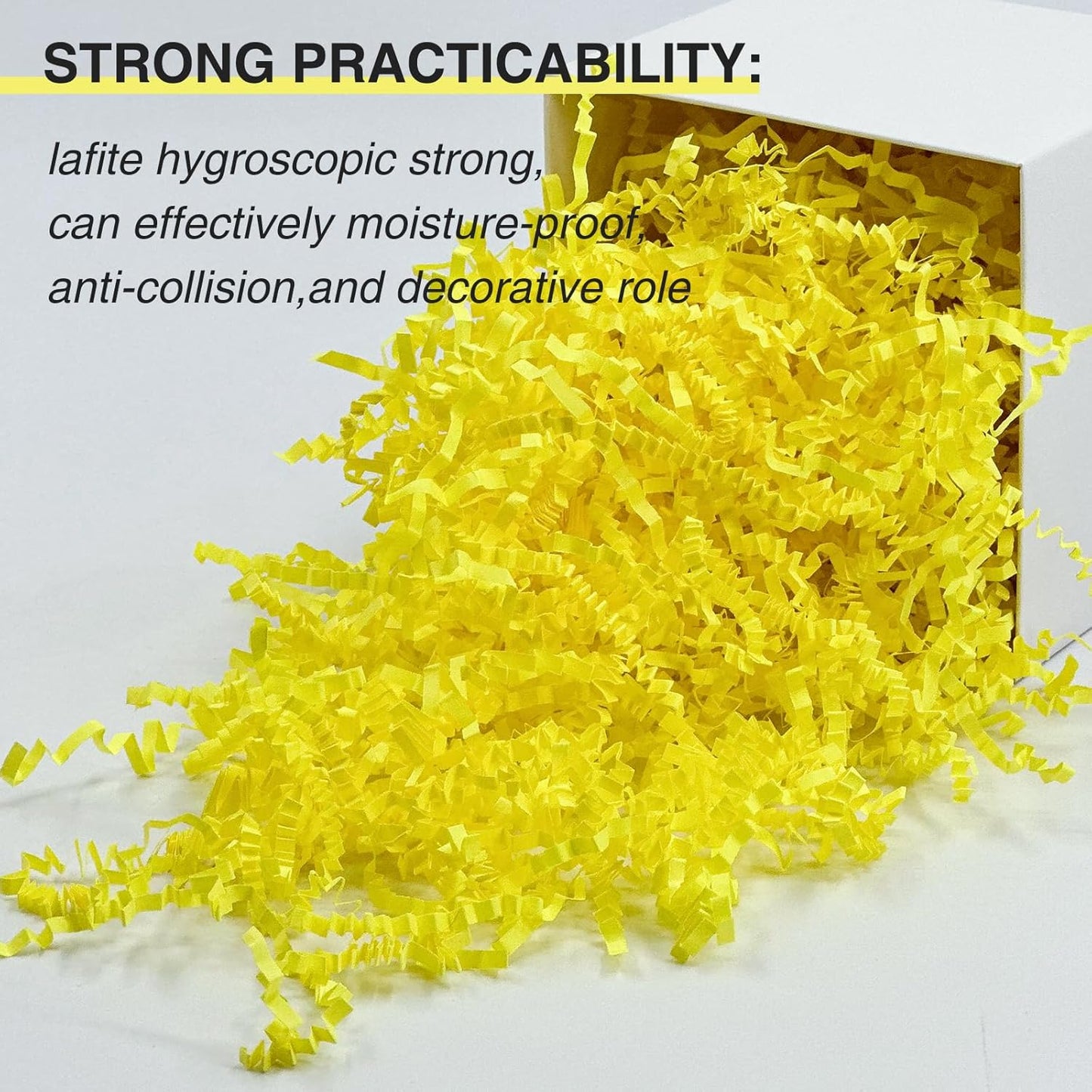 1LB Crinkle Paper Shred Filler for Gift Box Bag and Basket On Holidays(Light Yellow)