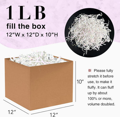 1LB Crinkle Paper Shred Filler for Gift Box Bag and Basket On Holidays(Light Yellow)