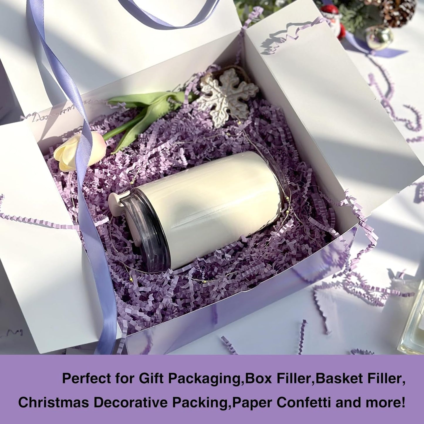 1LB Crinkle Paper Shred Filler for Gift Box Bag and Basket On Holidays(Light Yellow)