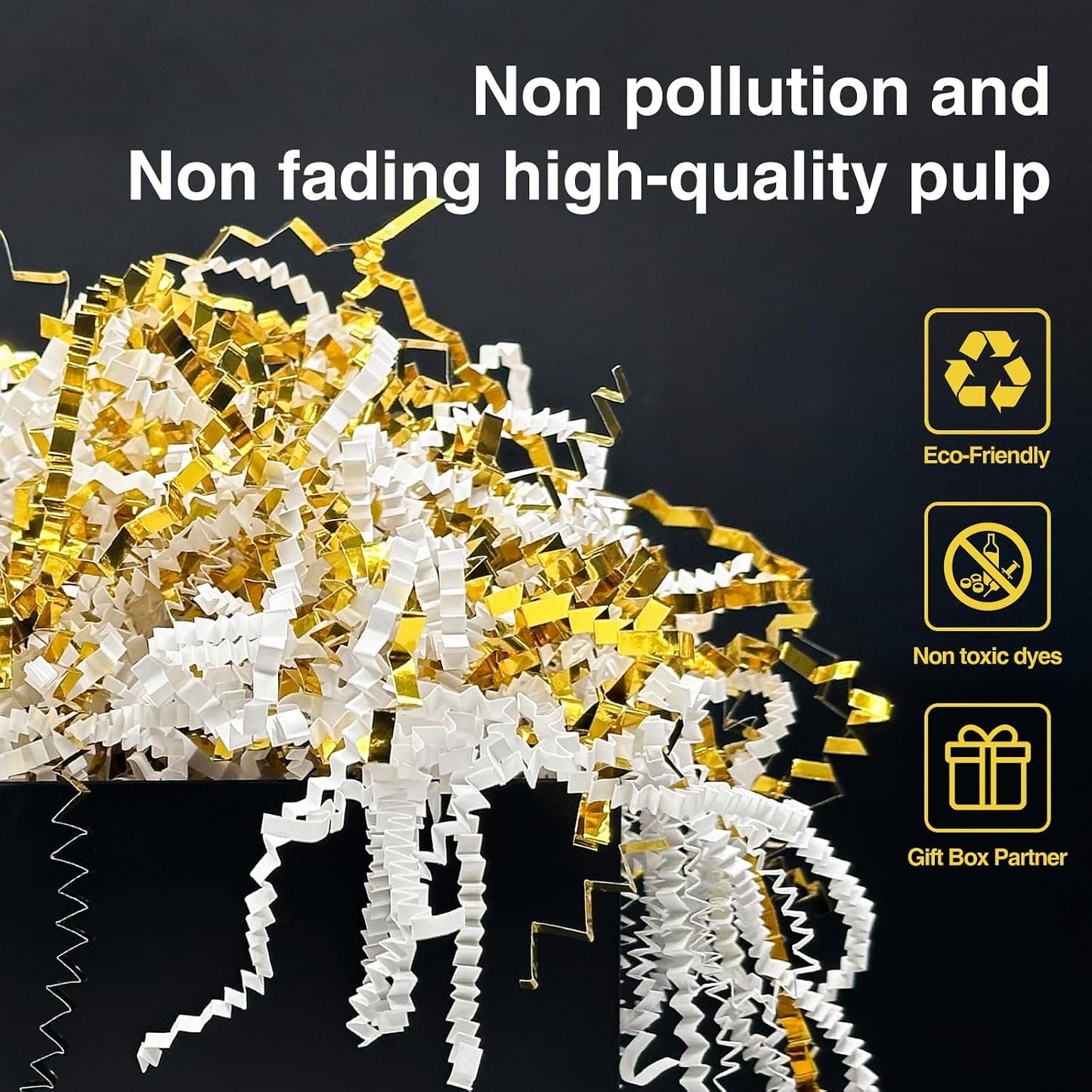 1LB Crinkle Paper Shred Filler for Gift Box Bag and Basket On Holidays(Light Yellow)