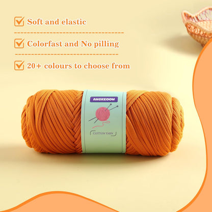 2 Skeins Tshirt Yarn for Crochet,Soft T Shirt Yarn for Crocheting Bag/Basket/Home Decor,Trapillo para Tejer a Crochet Bolsas with 1 Crochet Hook,Each Ribbon Yarn 7oz, 65yds (Chicken Yellow)